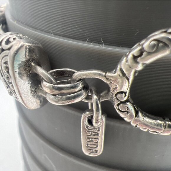 Sterling Silver Panel Bracelet Byzantine Medalion Toggle Clasp Sarda J Sherman - Picture 4 of 9